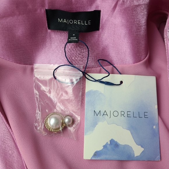 NWT MAJORELLE Newton Bubblegum Pink Metallic Pearl Button Coquette Top - Picture 13 of 13